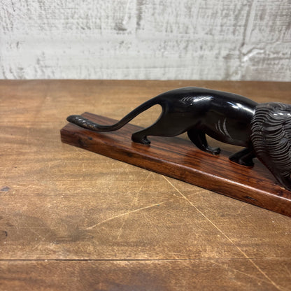 Vintage Hand Carved Lion Figurine