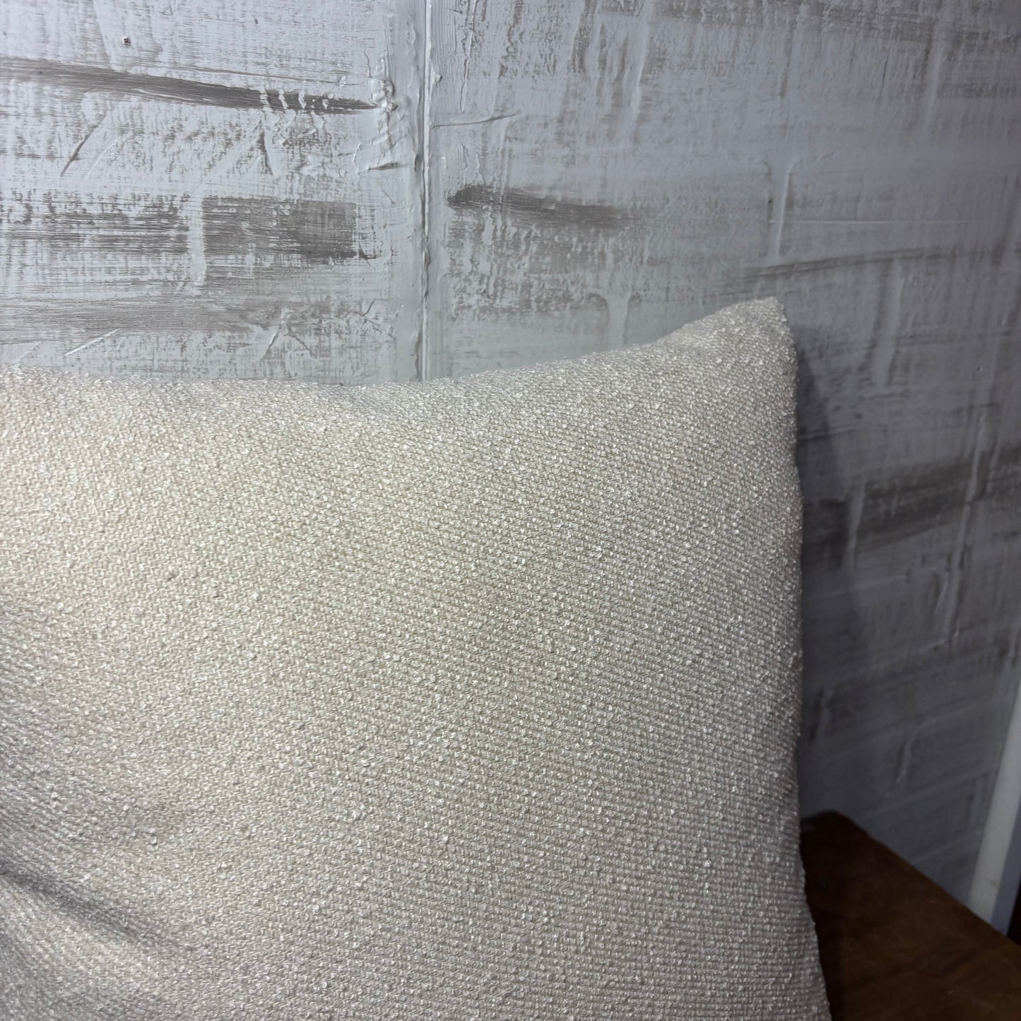 Off White Textured Throw Pillow