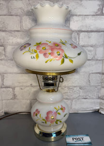 Vintage Floral Hand Painted Hurricane Lamp