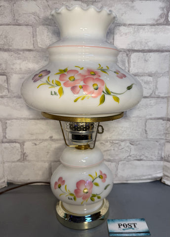 Vintage Floral Hand Painted Hurricane Lamp
