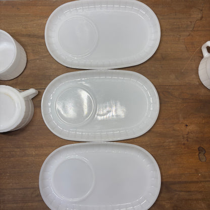 Vintage Federal Glass Heat Proof Milk Glass Snack Sets