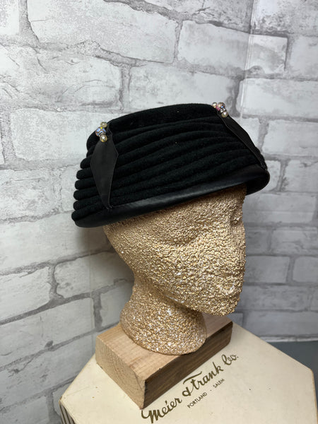 Meier & Frank Co Vintage Black Velvet Women’s Hat