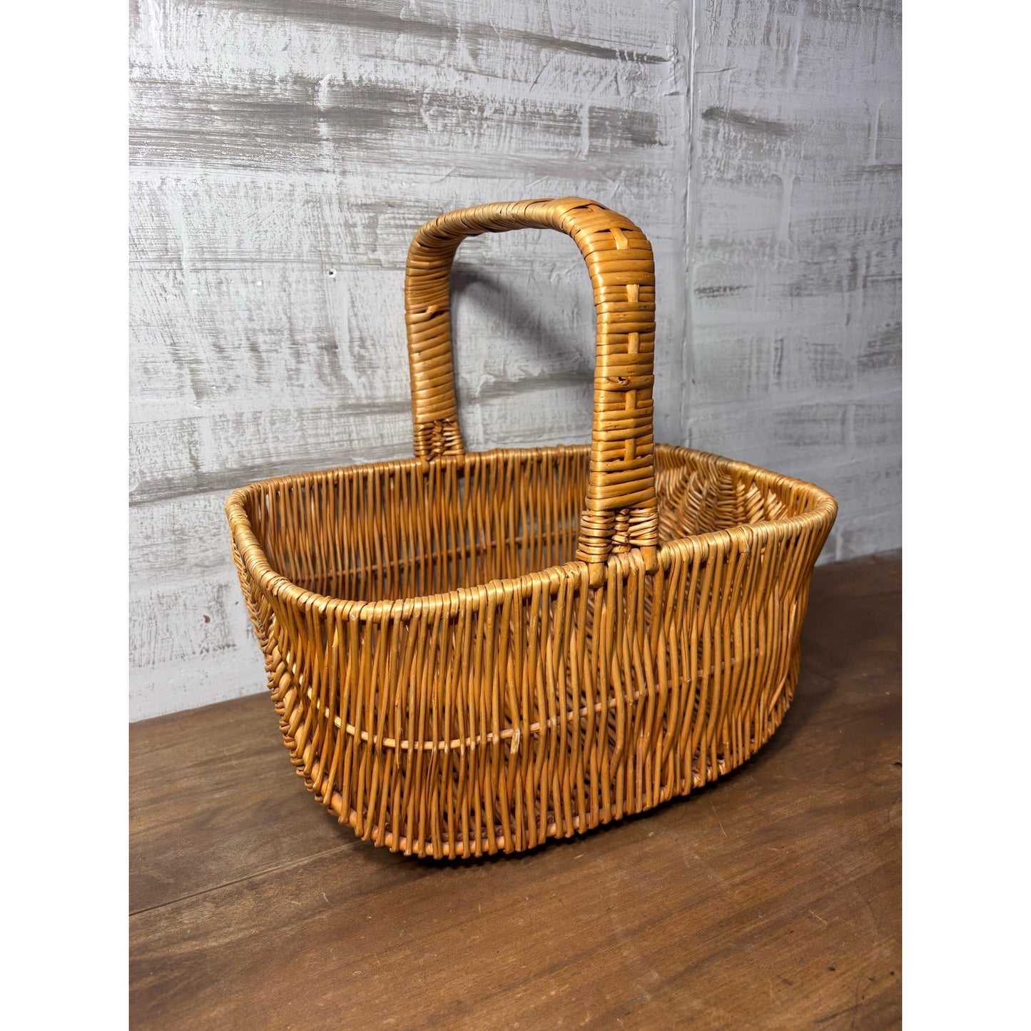 Vintage Wicker Rectangular Basket