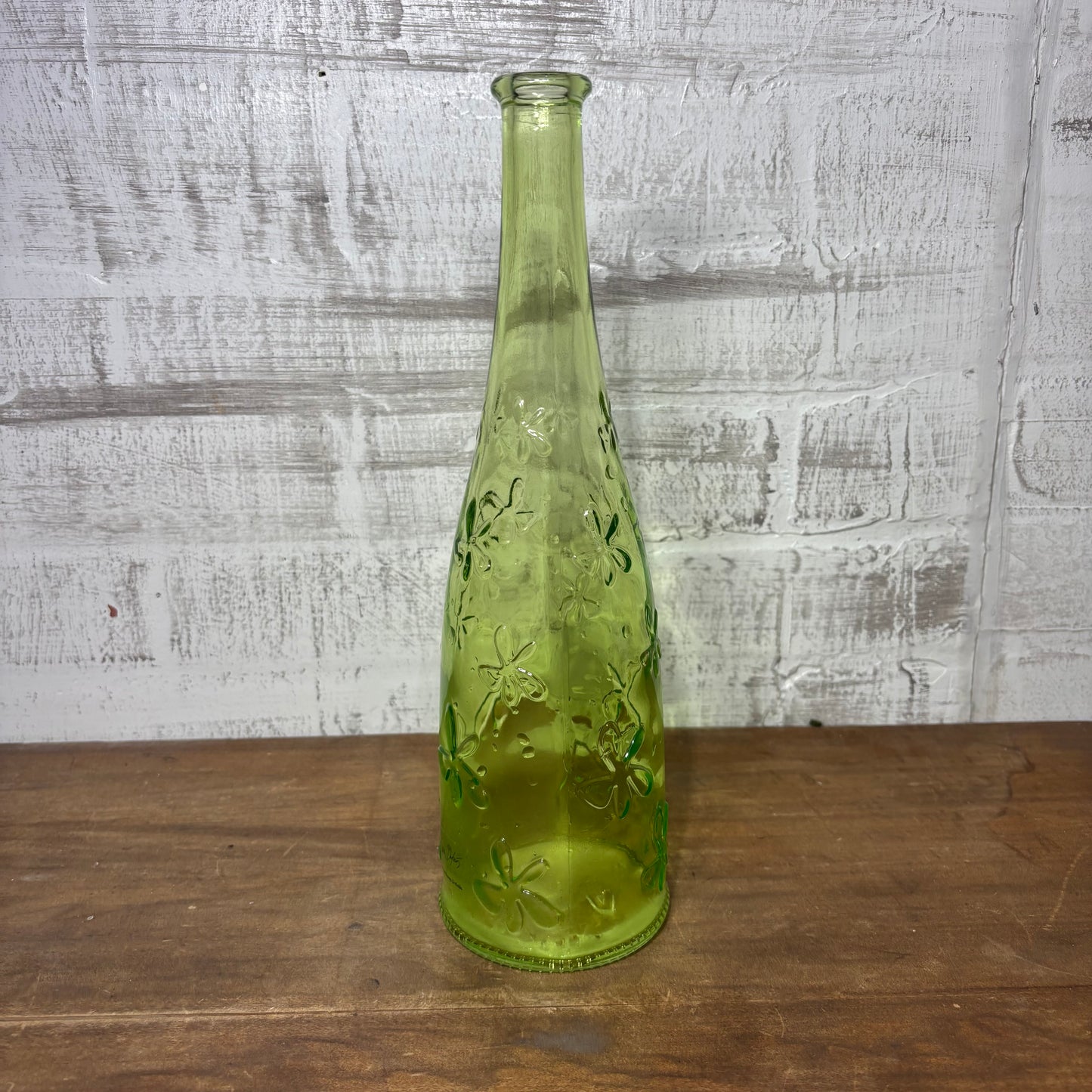 Green Floral Glass Vase