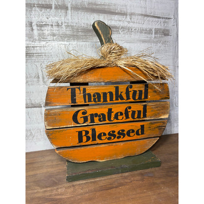 “Thankful, Grateful, Blessed” Pumpkin Decor