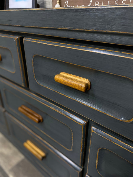 Dark Gray Dresser W/ Wood Handles