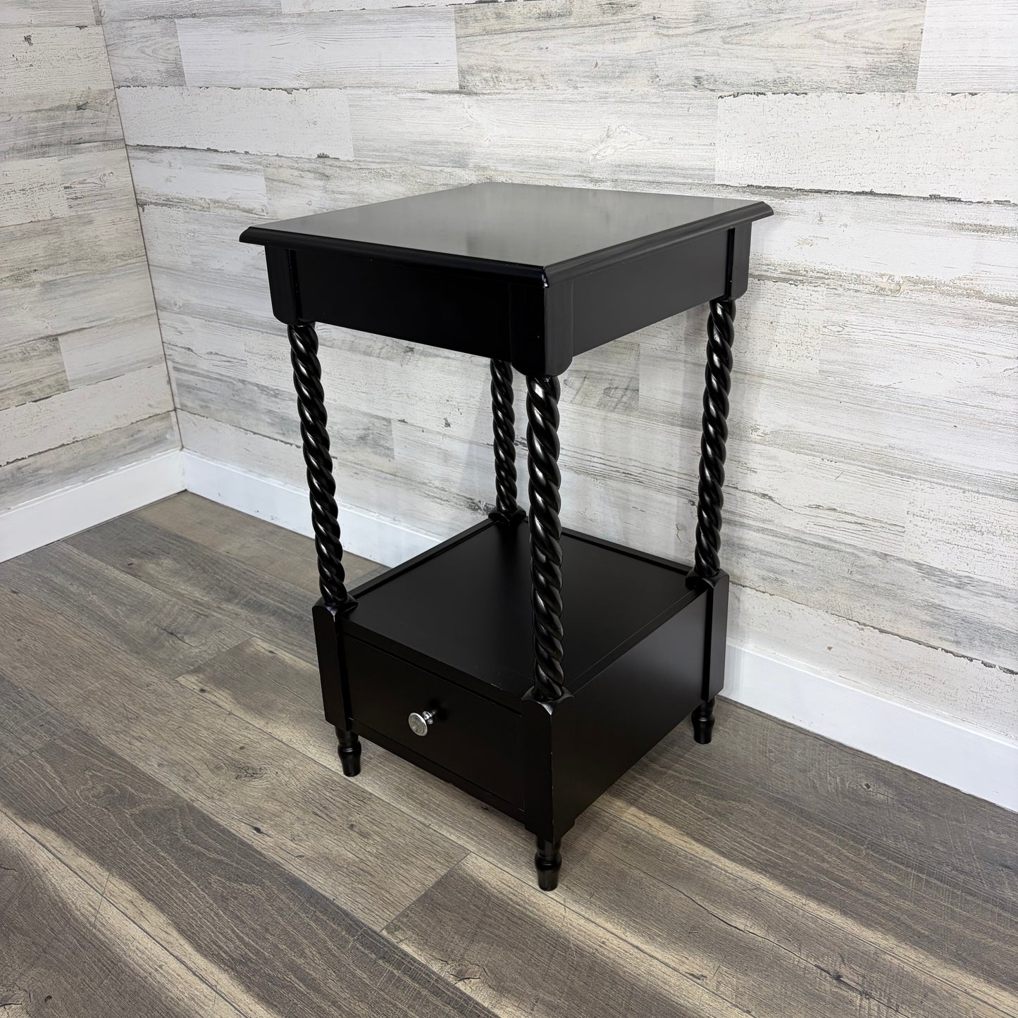 Black Spiral End Table/ Nightstand