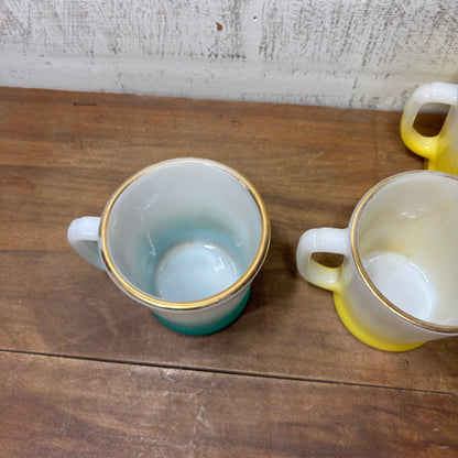 Vintage Fire King Milk Glass Ombre Anchor Hocking Mugs Set Of 4
