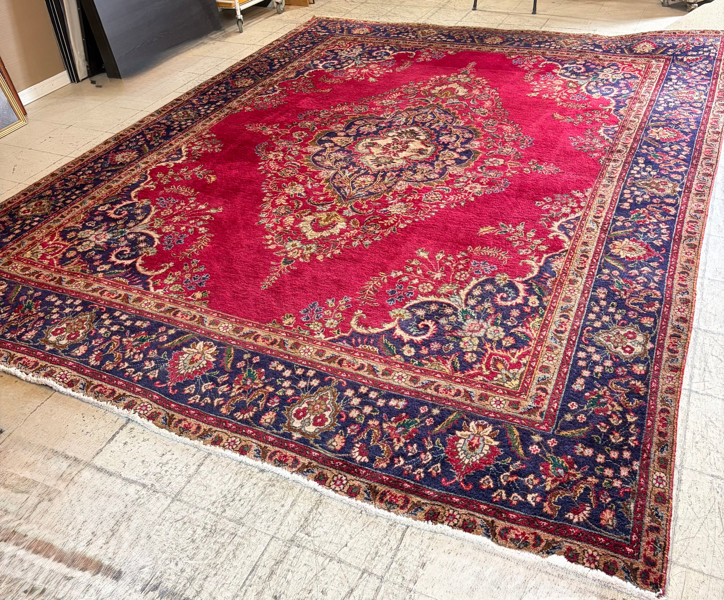 Vintage Persian Tabriz 100% Wool Area Rug 9’8” x 13’