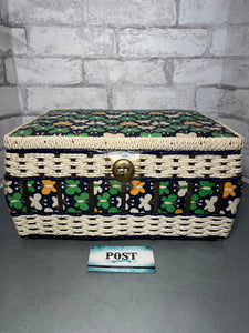 Vintage Butterfly Wicker Woven Sewing Basket
