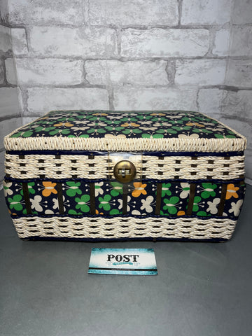 Vintage Butterfly Wicker Woven Sewing Basket