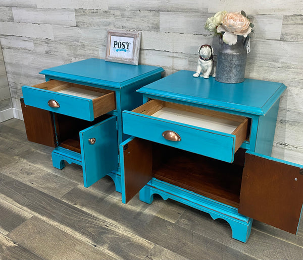 Matching Set Of 2 Teal Nightstands