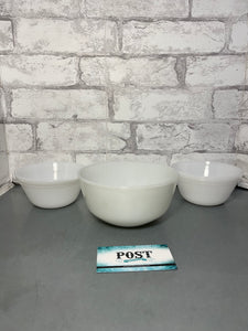 Anchor Hocking Oven Safe Milk Glass Bowls Set Of 3