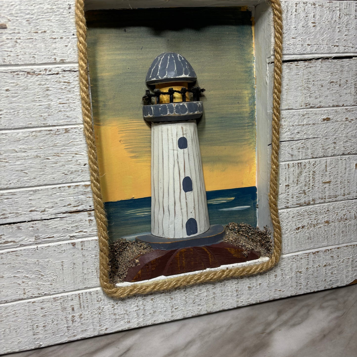 Wooden Shadowbox Nautical Lighthouse 3D Wall Art