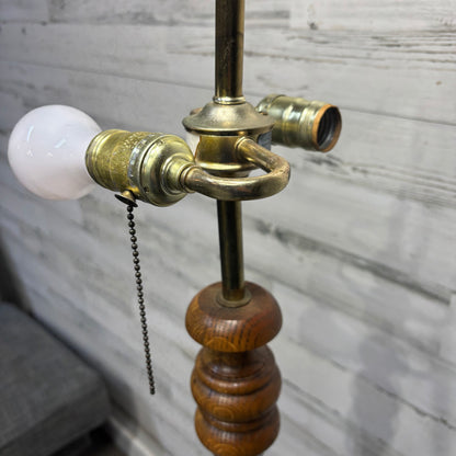 Mid century carved oak floor lamp