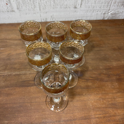 Cristalleria Fratelli Fumo Gold Rim Small Wine Glasses Set Of 6