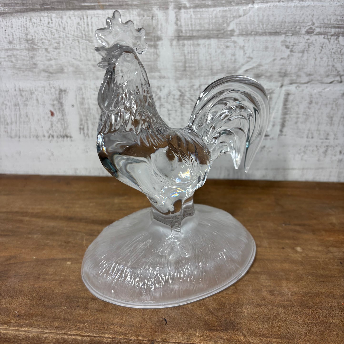 Vintage Cristal D'Arques Rooster Crystal Glass Figurine