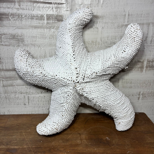 Vintage Nautical White Woven Rope Starfish Wall Decor