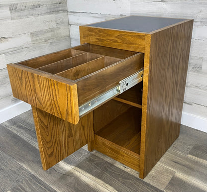 Small Oak Office End Table Cabinet