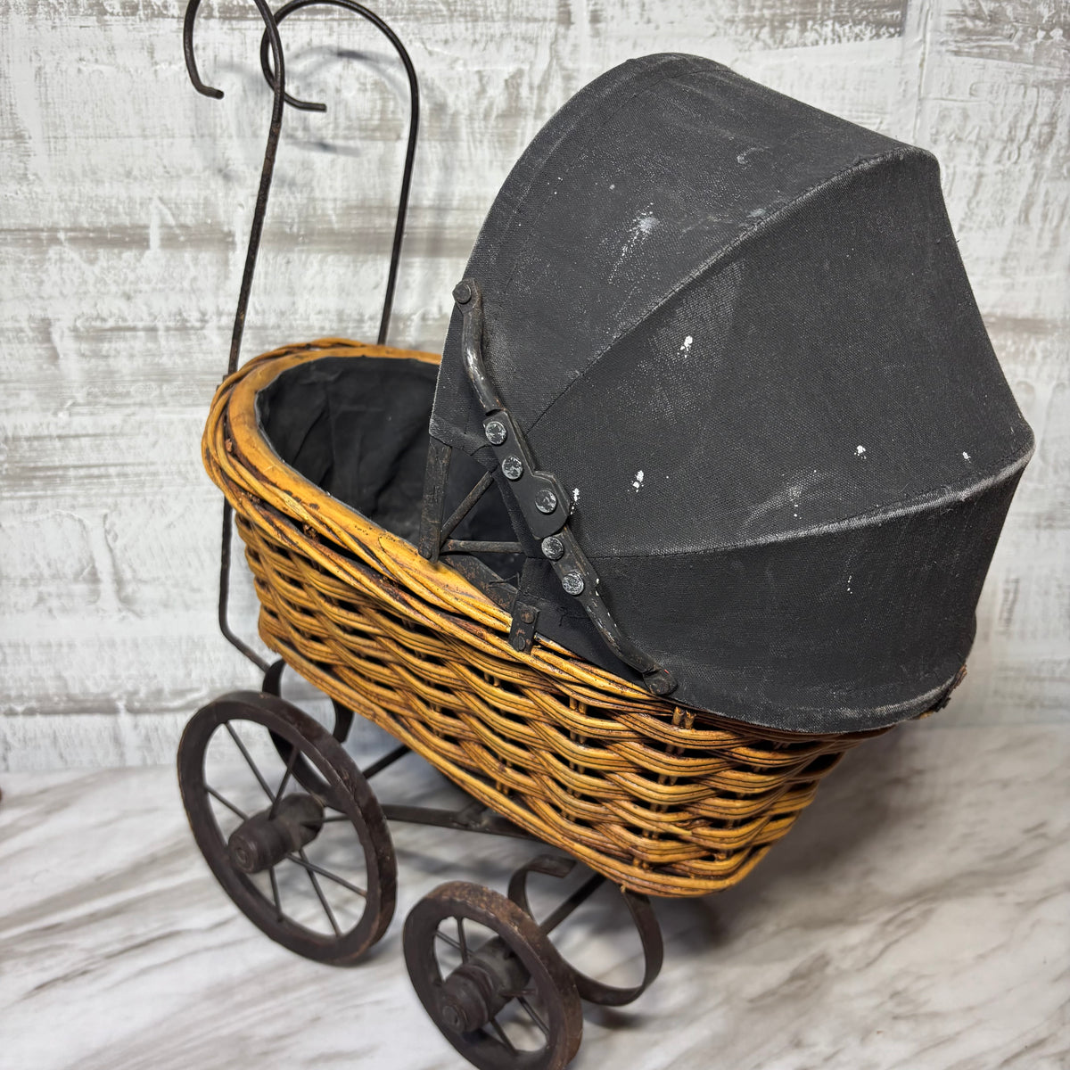 Vintage Antique Style Miniature Wicker Doll Carriage