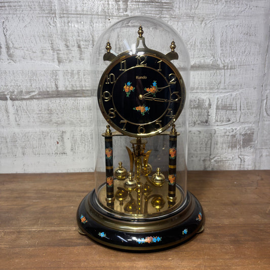 Vintage German Kundo Floral 400 Day Torsion Anniversary Mantel Clock