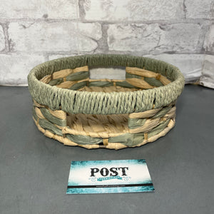 Round Woven Basket Tray On Metal Frame