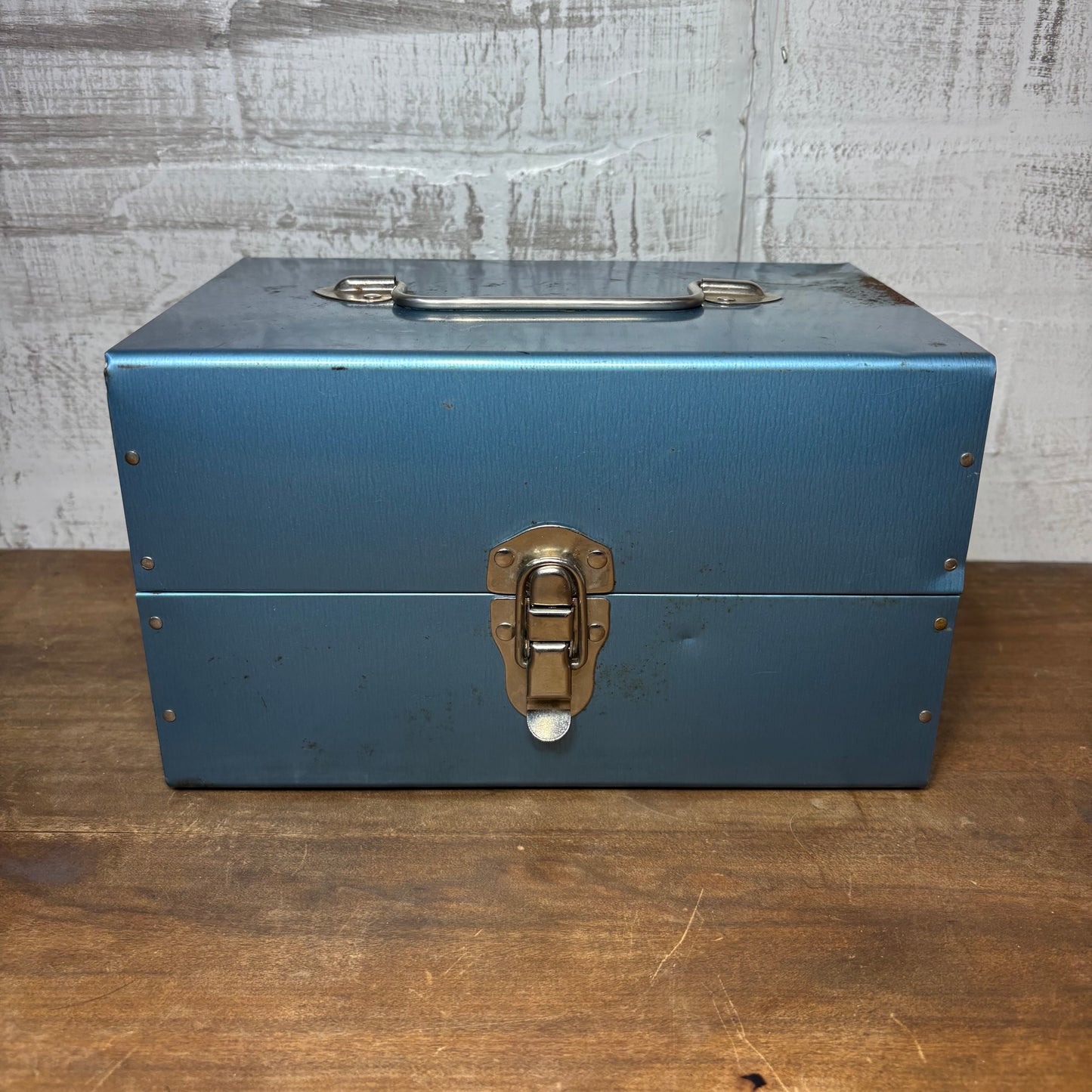 Vintage Blue Metal Film Reel Storage Case