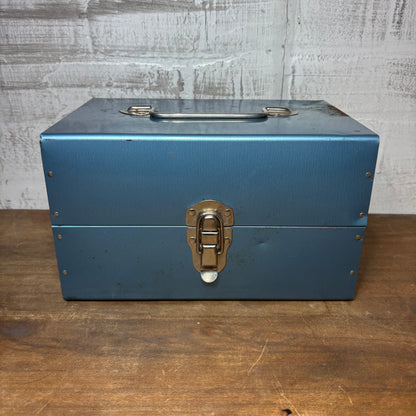 Vintage Blue Metal Film Reel Storage Case