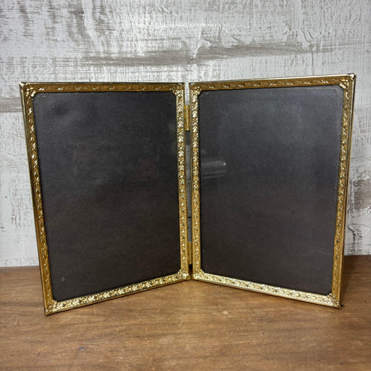 Mid Century Bi-Fold Gold Picture Frame