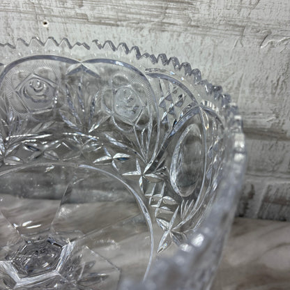 Vintage Crystal Glass Pedestal Compote Bowl