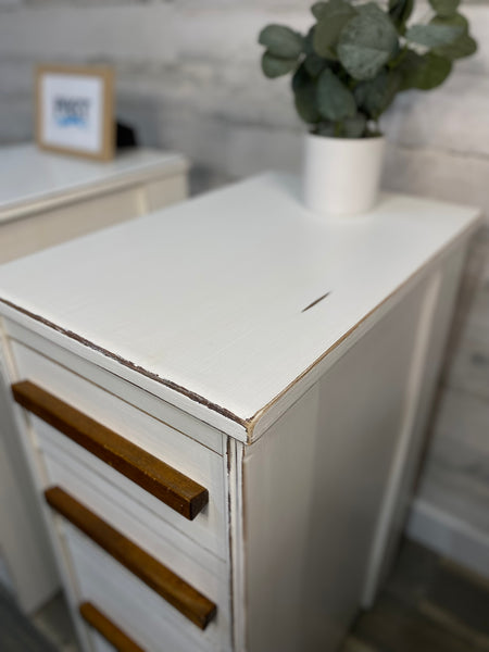 Tall Vintage White Nightstands Set Of 2