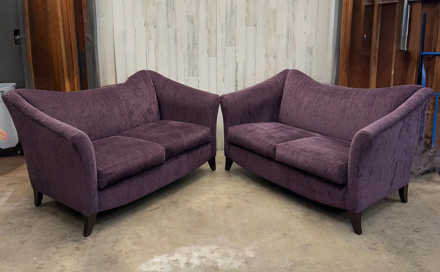 Set Of 2 Purple Loveseat Couches