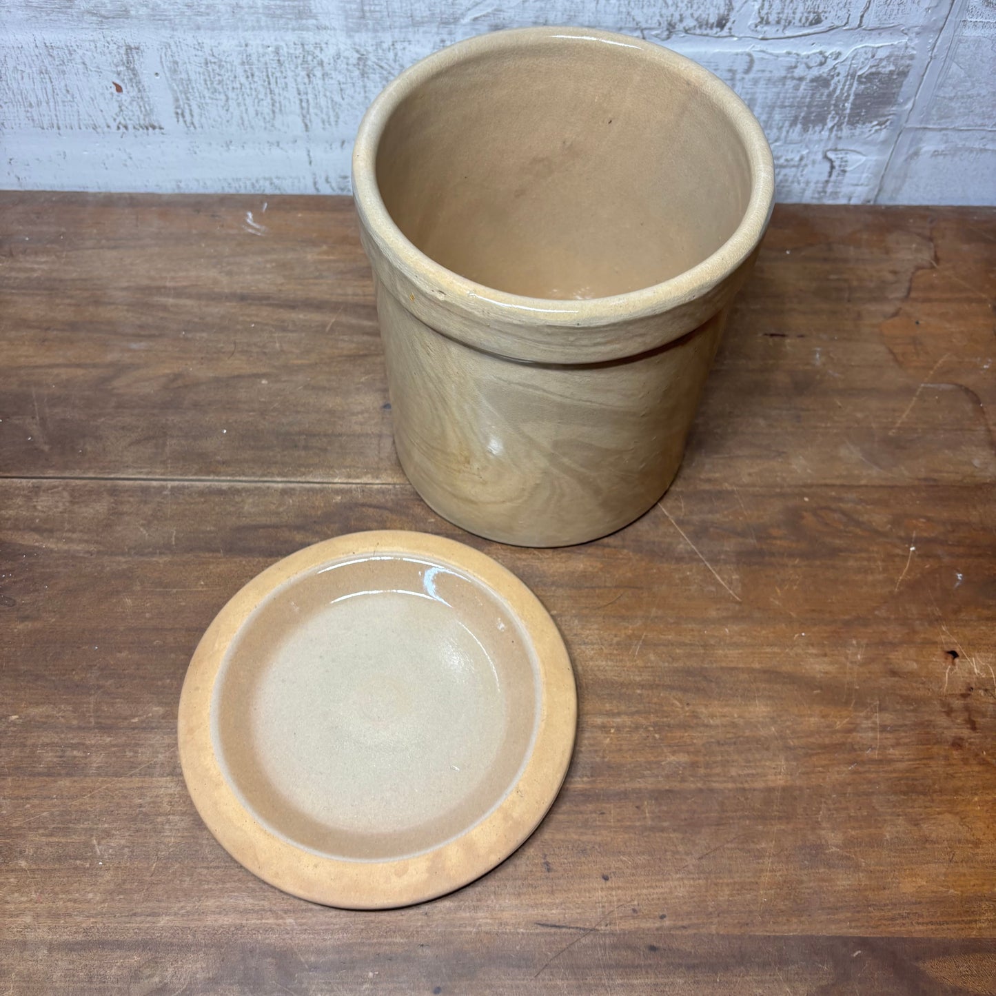 Vintage Stoneware Lidded Crock