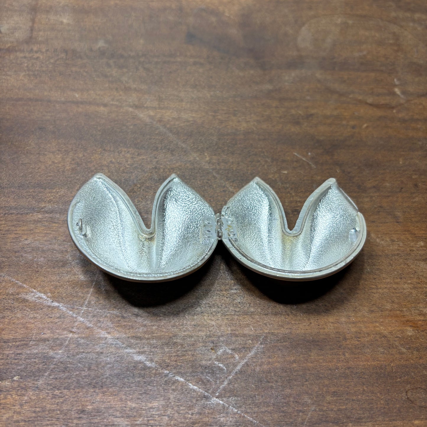 Vintage Silver-Plated Hinged Fortune Cookie Trinket Box