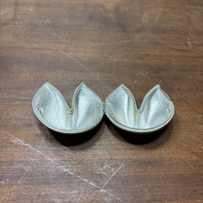 Vintage Silver-Plated Hinged Fortune Cookie Trinket Box