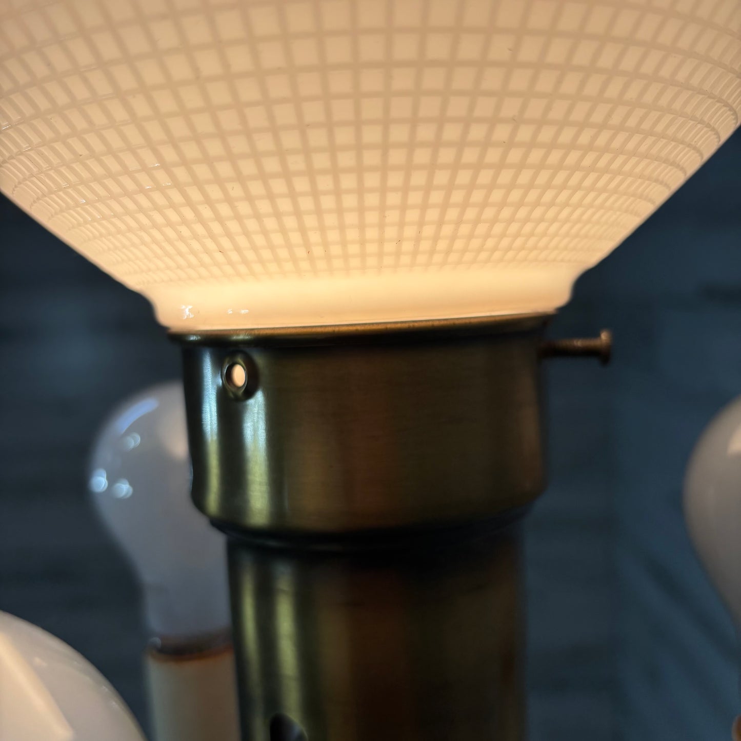 Vintage Four Light Torchiere Milk Glass Floor Lamp