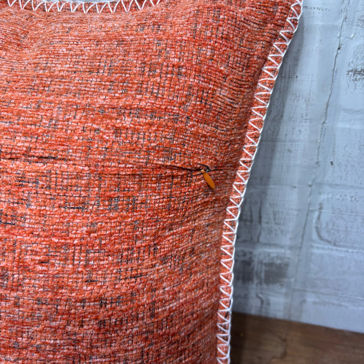 Orange Stitched Edge Throw Pillow