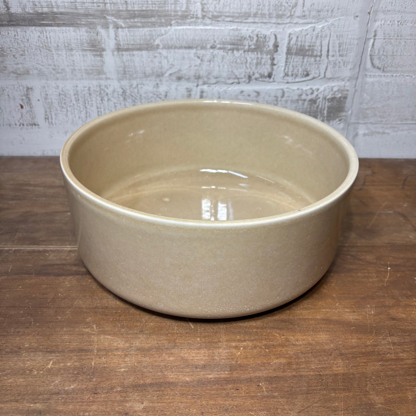 Large Beige Stoneware Bowl Made In Portugal