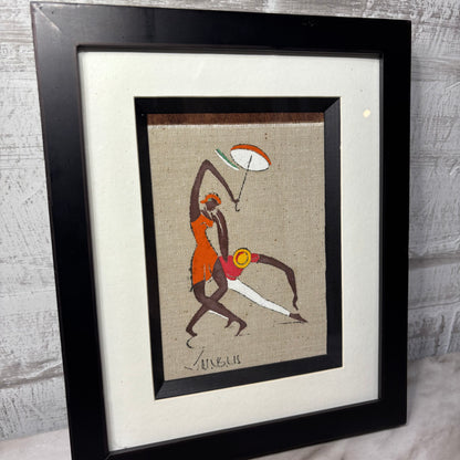 Vintage Virgilio Nabais Art Deco Dancing Figure Painting on Linen