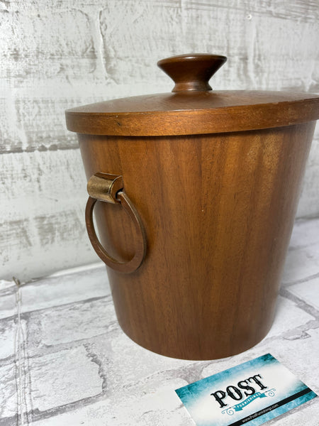 Mid Century Wooden Ice Bucket Made In Japan