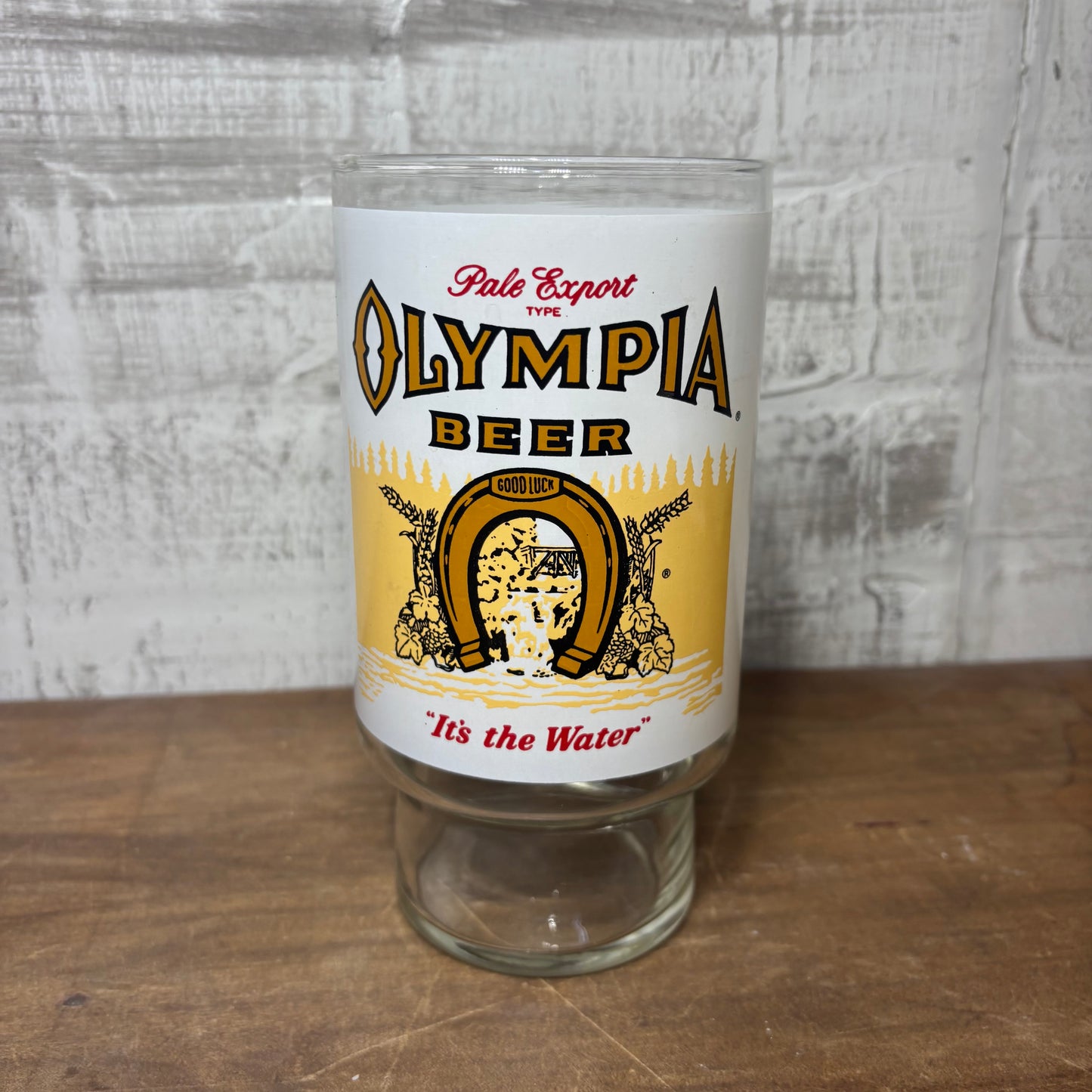 Vintage Olympia Beer Good Luck Horseshoe Glass