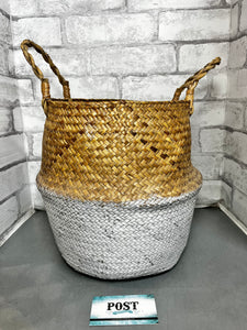 Medium Woven Basket W/ White Bottom