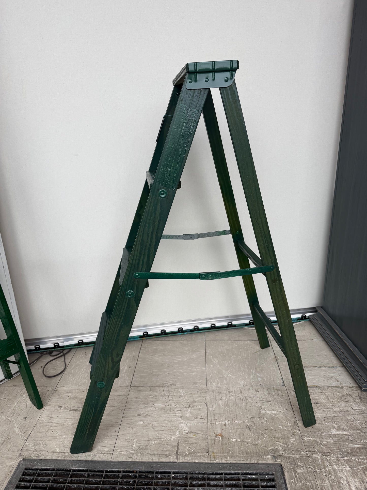 Small Vintage Green Wooden Ladder