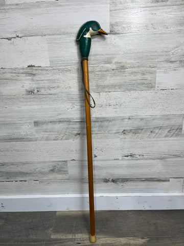 Wooden Hand Carved Duck Walking Cane