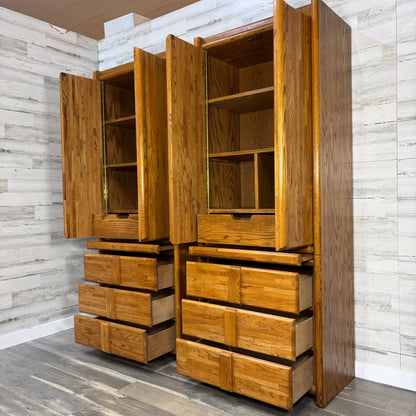 Oak Armoire Wardrobe Set Of 2