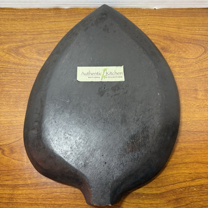 Carved Wood Leaf Shape Bowl Party Serving Decor W/ Shell Accent