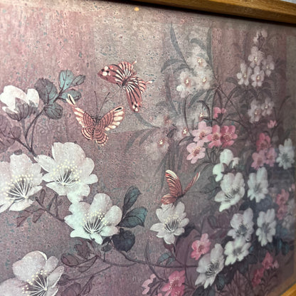 Vintage Asian Floral and Butterfly Framed Print