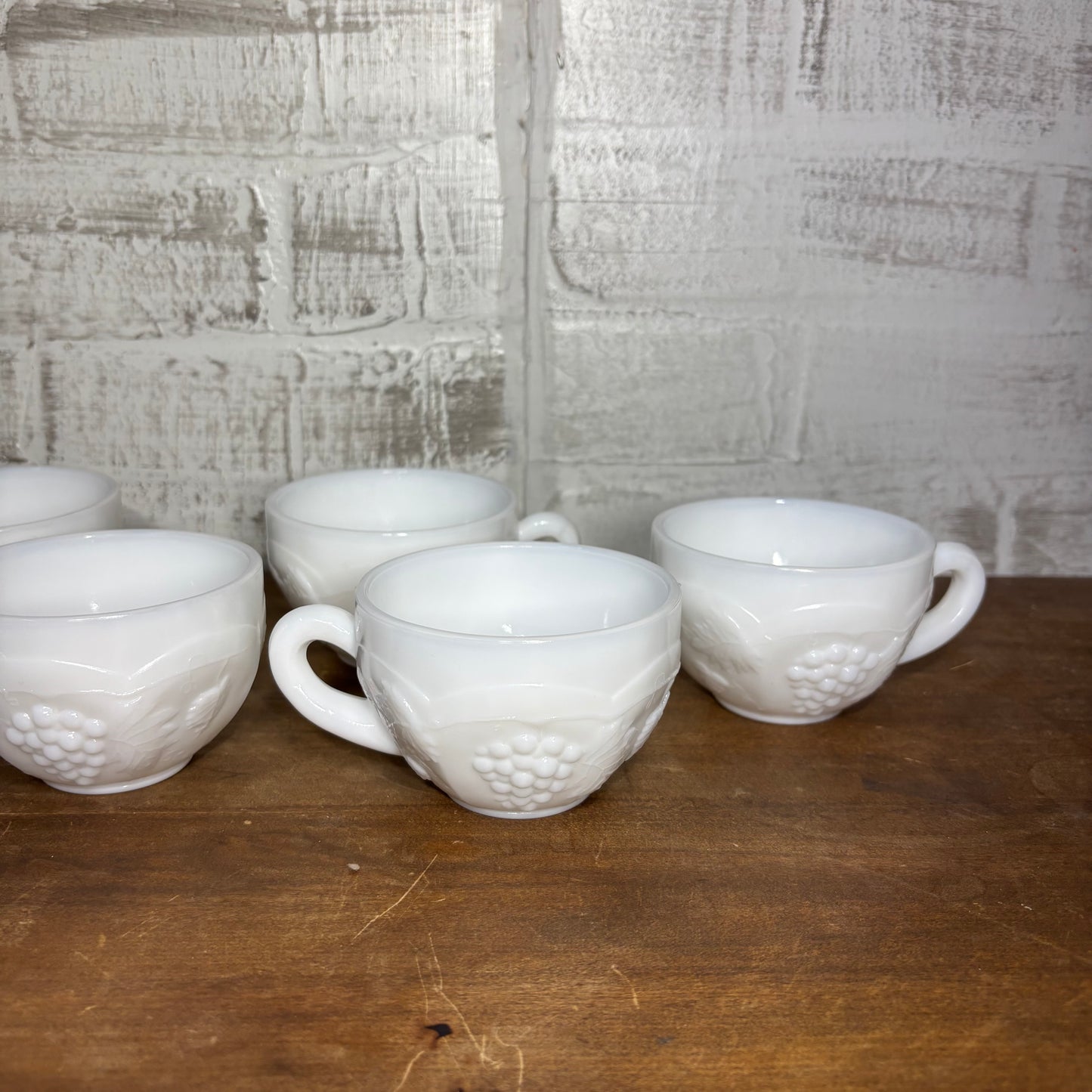 Vintage Milk Glass Grape Tea Cup/ Mugs