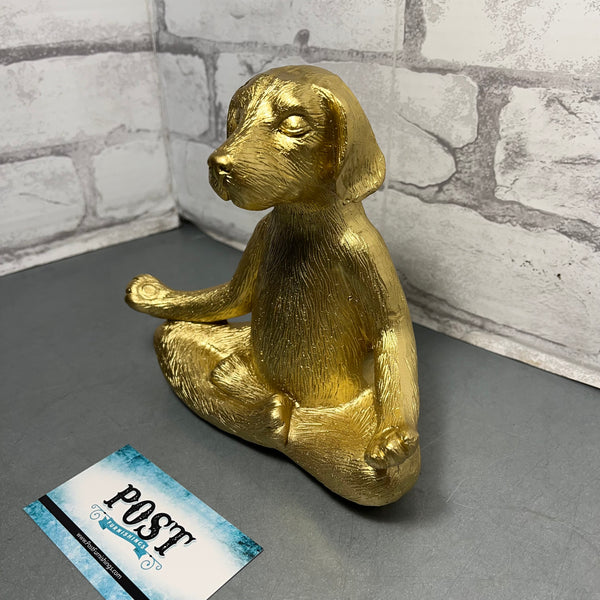 Gold Meditating Dog Statue