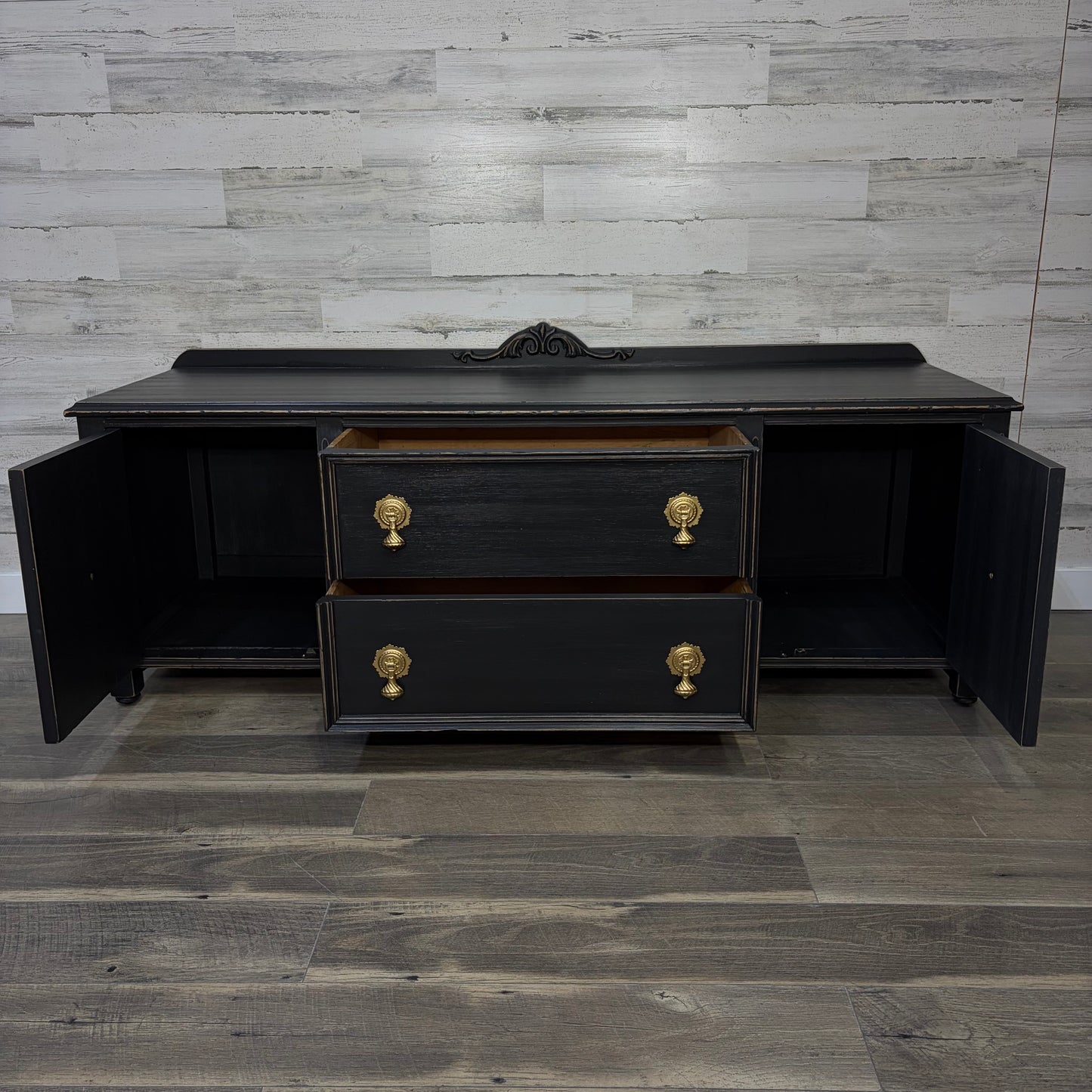 Low Antique Black Buffet